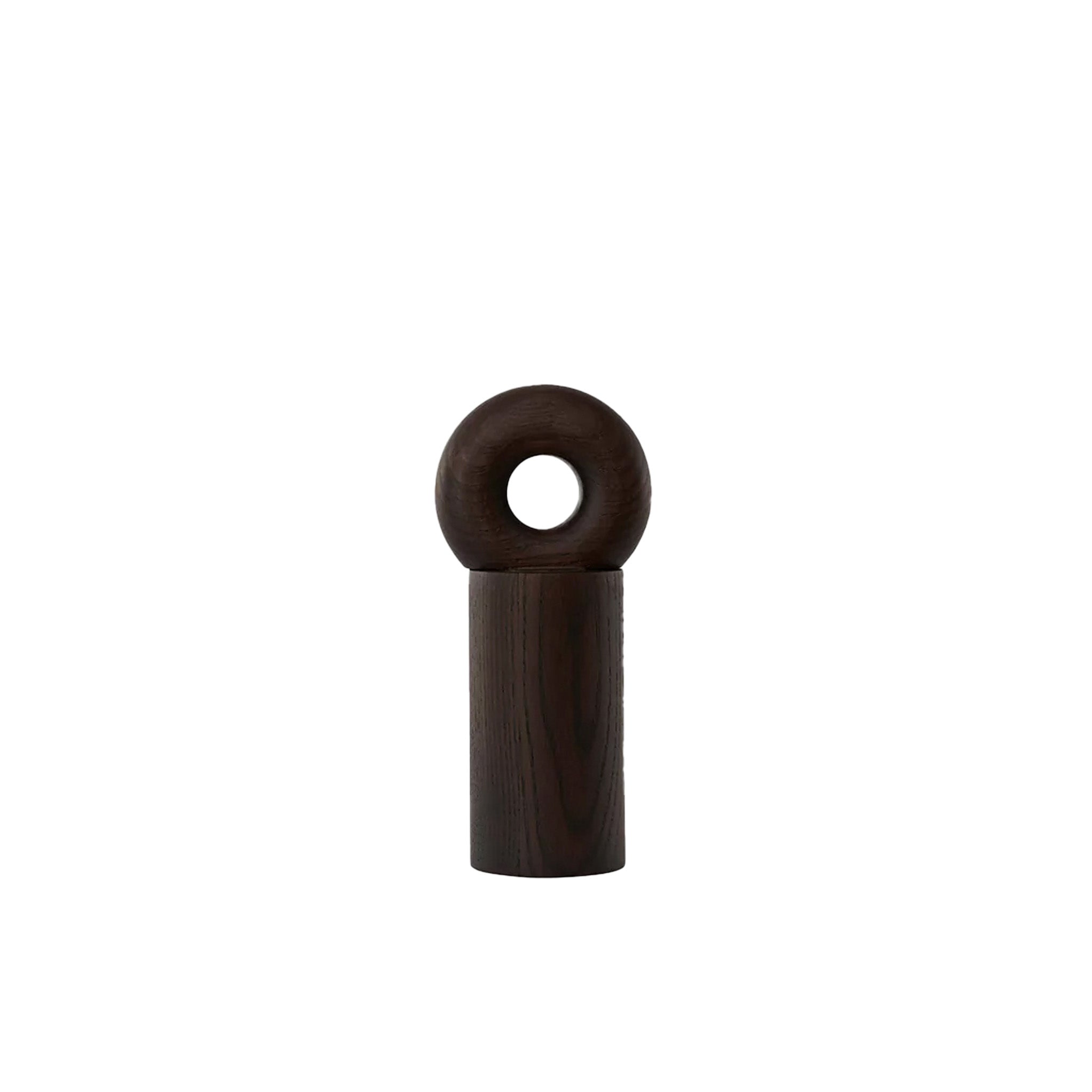 OYOY Living Design Hoop Mill Grinder in FSC-certified ash wood, available in Natural or Dark finish, two sizes. CrushGrind® mechanism for salt, pepper, or spices.