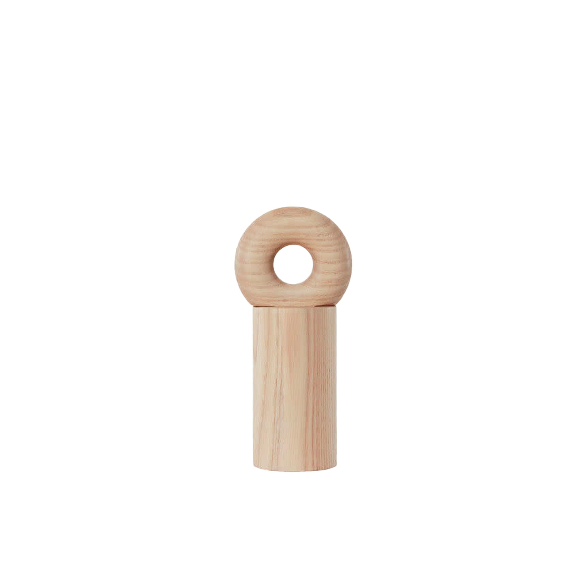 OYOY Living Design Hoop Mill Grinder in FSC-certified ash wood, available in Natural or Dark finish, two sizes. CrushGrind® mechanism for salt, pepper, or spices.
