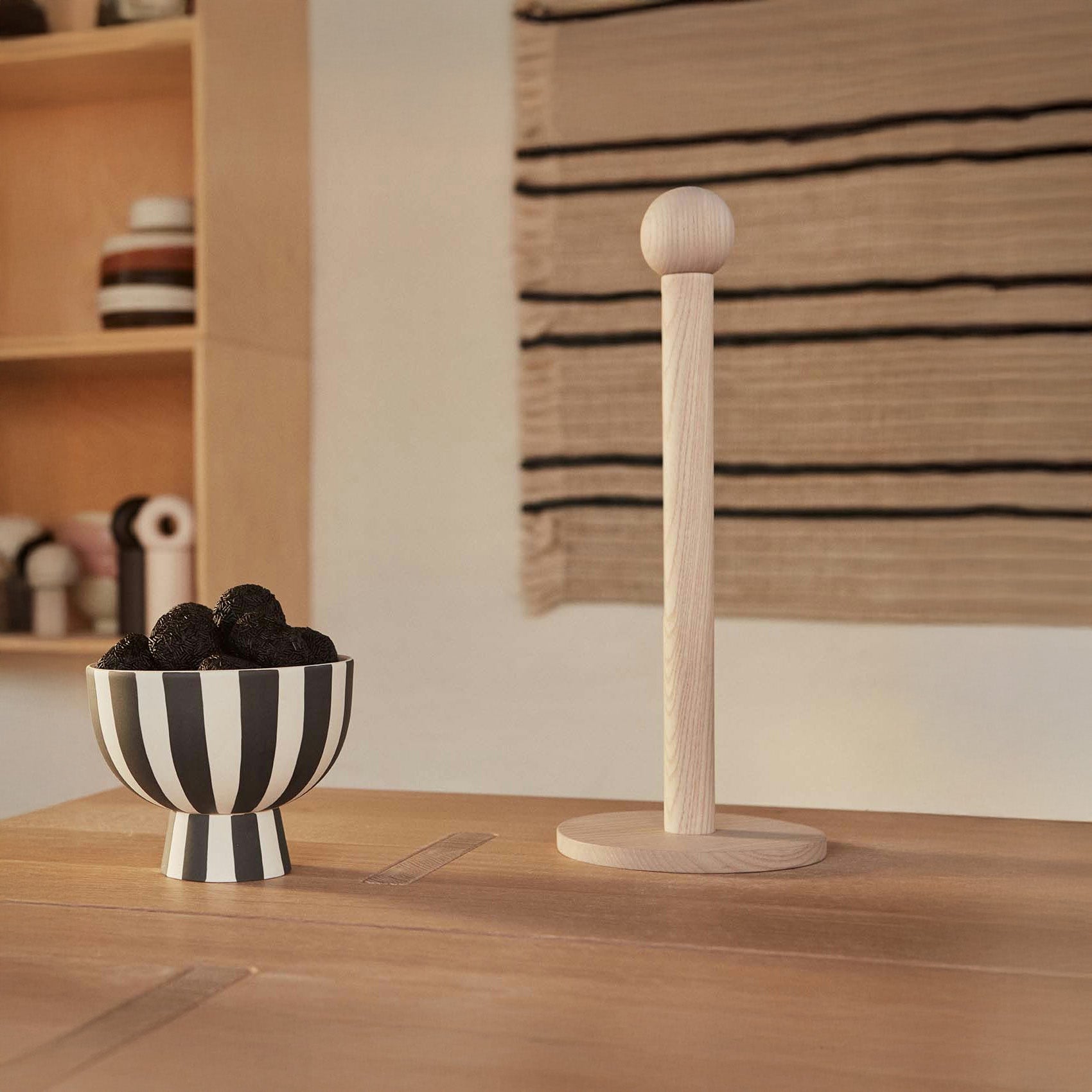 OYOY Inka Paper Towel Holder in natural ash. Nordic design pedestal that makes spills look stylish.