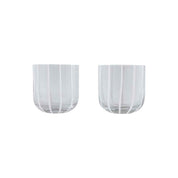 OYOY Living Design Mizu Glass Set of 2, clear mouth-blown striped glassware, 320 ml. Dishwasher safe.