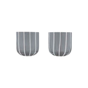 OYOY Living Design Mizu Glass Set of 2, grey mouth-blown striped glassware, 320 ml. Dishwasher safe.