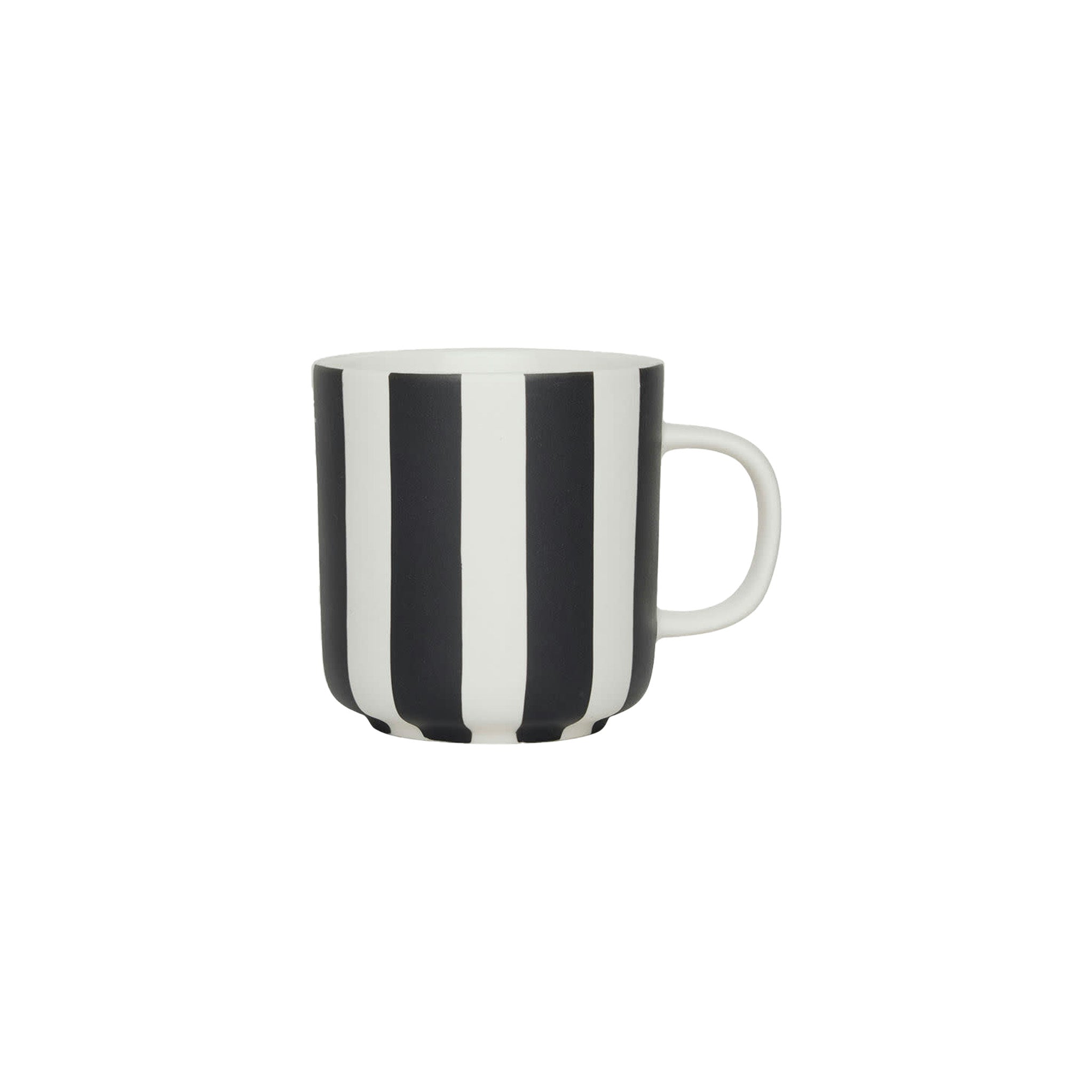 Toppu Mug by OYOY Living Design in hand-painted stoneware stripes, handmade and dishwasher safe, available in multiple colors.