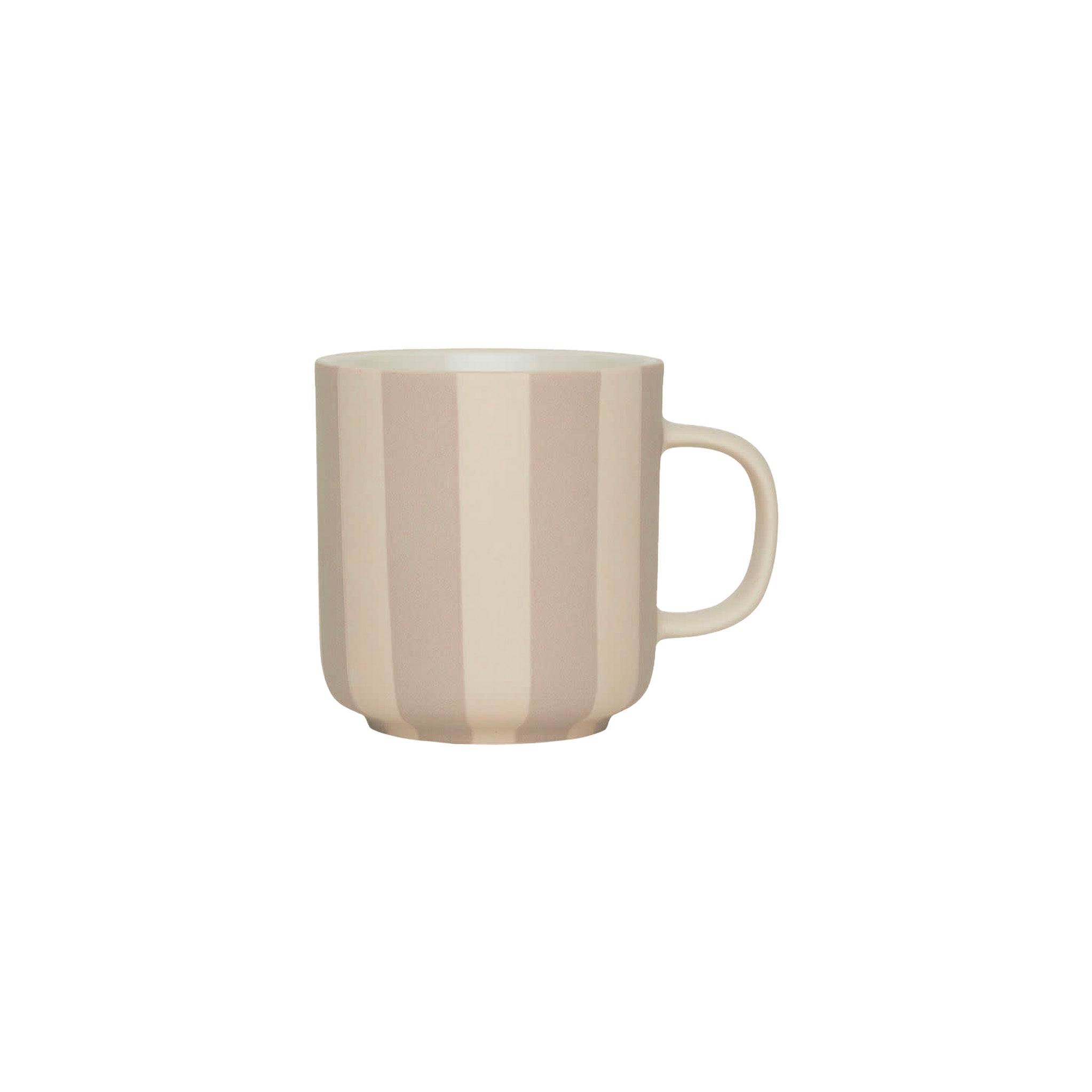 Toppu Mug by OYOY Living Design in hand-painted stoneware stripes, handmade and dishwasher safe, available in multiple colors.