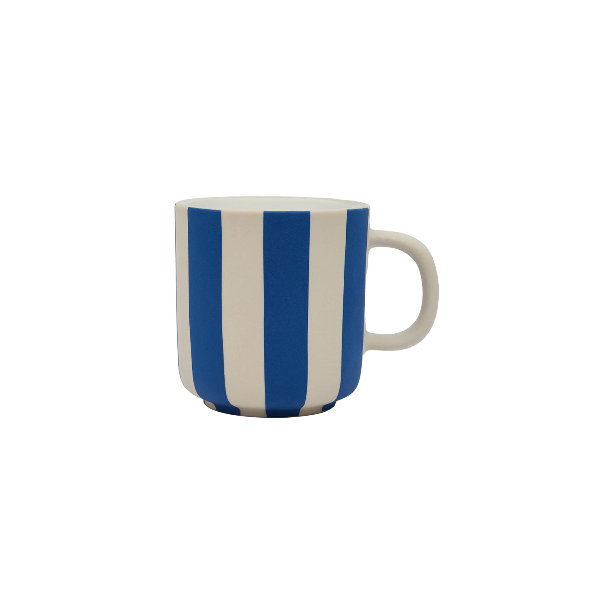 Toppu Mug by OYOY Living Design in hand-painted stoneware stripes, handmade and dishwasher safe, available in multiple colors.