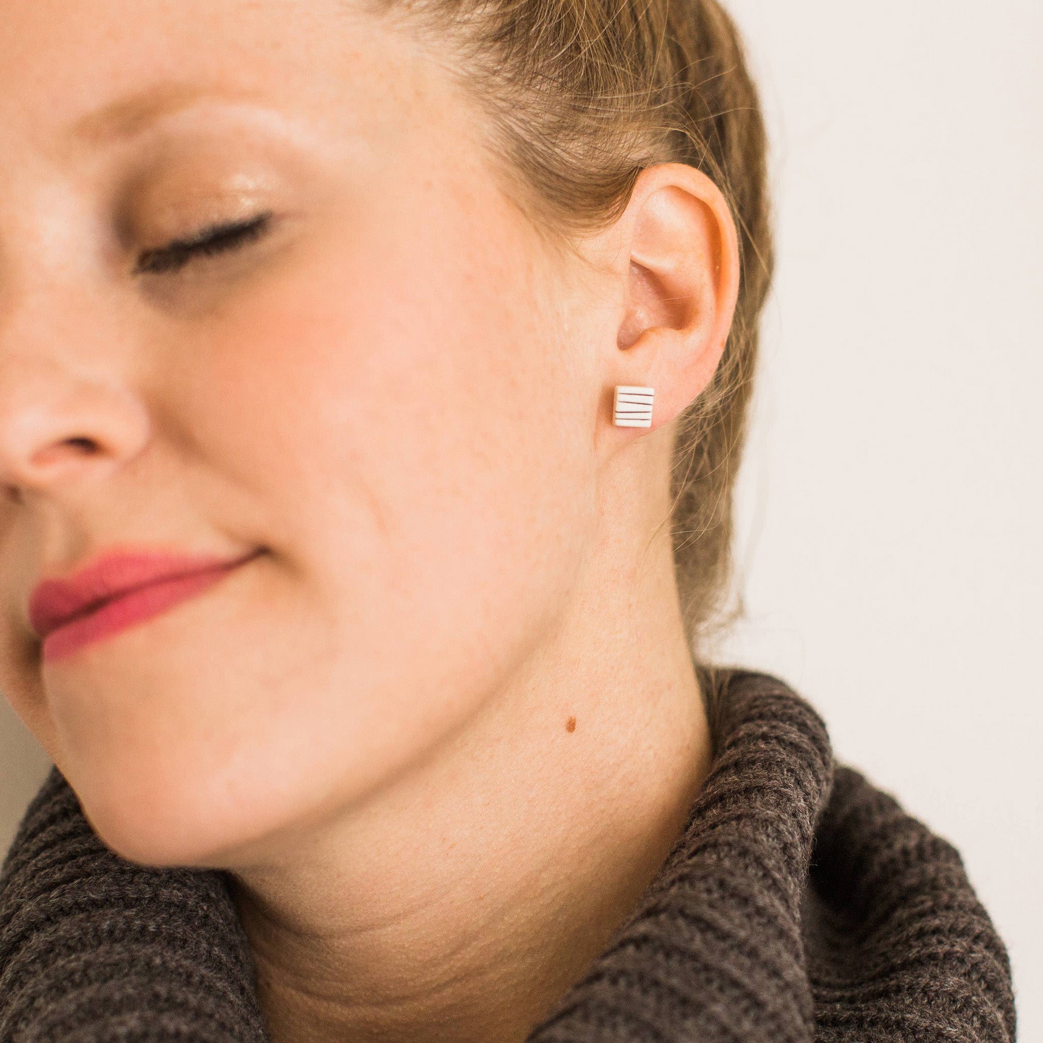 Pinstripe Square Studs - Hei-Hey