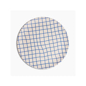Poketo Bamboo Dinner Plates in grid print, set of 4 reusable bamboo fiber plates. Eco-friendly, durable, and dishwasher safe.