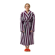 Wide Stripe Unisex Bathrobe in Plum / Grey