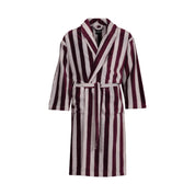 Wide Stripe Unisex Bathrobe in Plum / Grey