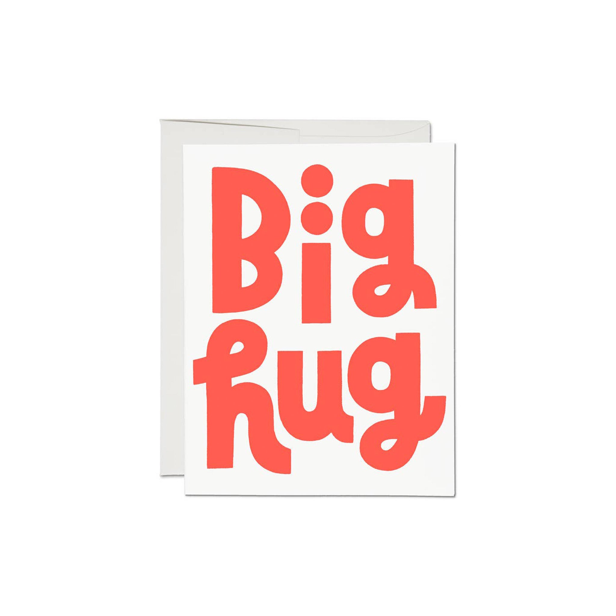 Red Cap Cards Big Hug Encouragement Greeting Card, illustrated by Anke Weckmann. Playful hug design on recycled card stock, 5.5 × 4.25 inches, blank inside.