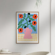 Red Poppies in Pink Vase Print - Hei-Hey