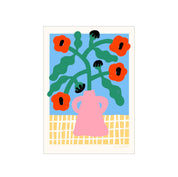 Red Poppies in Pink Vase Print - Hei-Hey