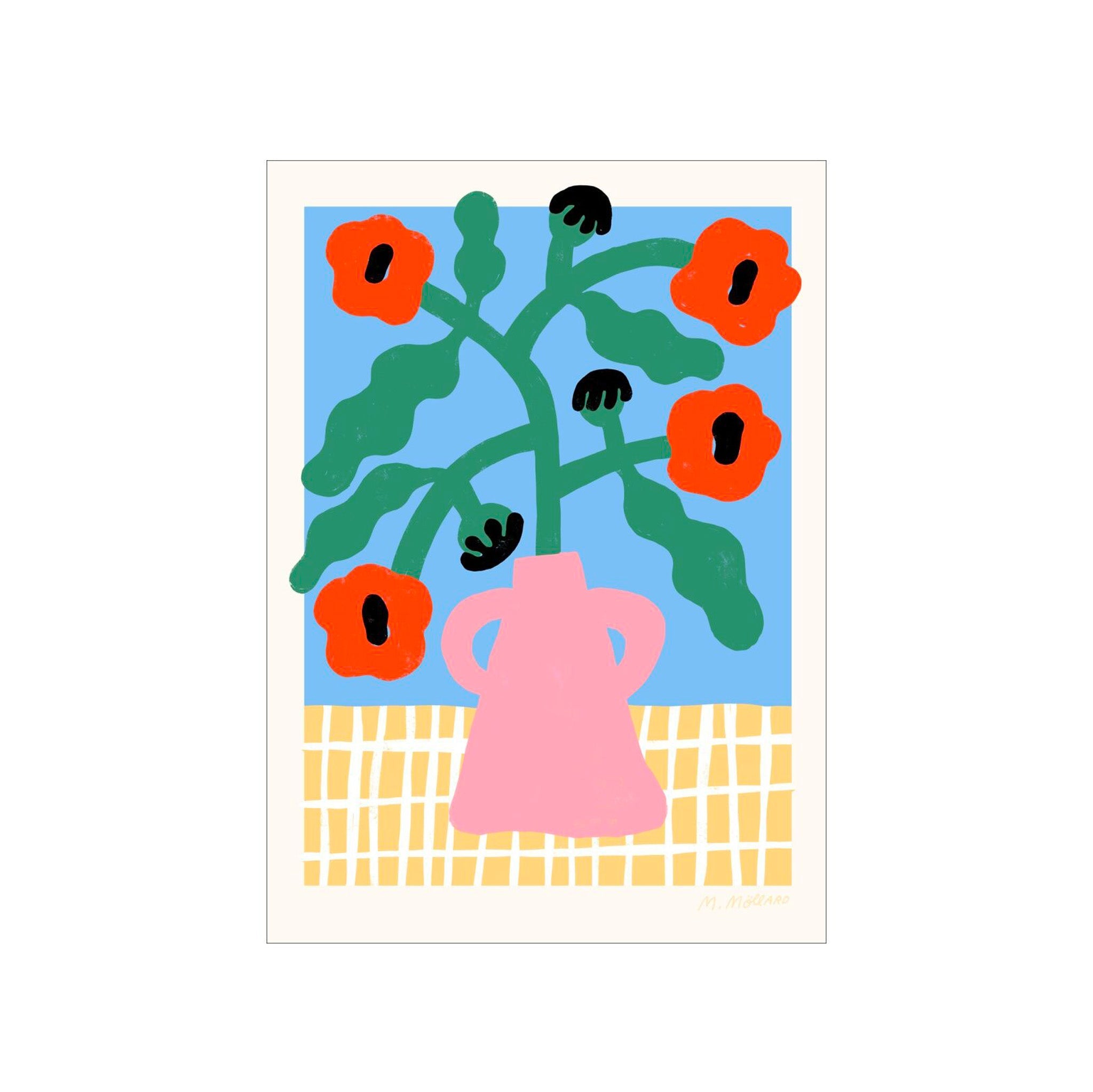 Red Poppies in Pink Vase Print - Hei-Hey