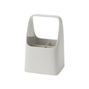 Rig-Tig HANDY-BOX Storage Box in light grey melamine with handle. Nordic storage caddy with four compartments for kitchen tools, office supplies, or kids’ essentials.