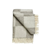 Silkeborg Uldspinderi Ærø Throw in Soft Nordic Grey 100% worsted wool, large Scandinavian blanket for bed or sofa.