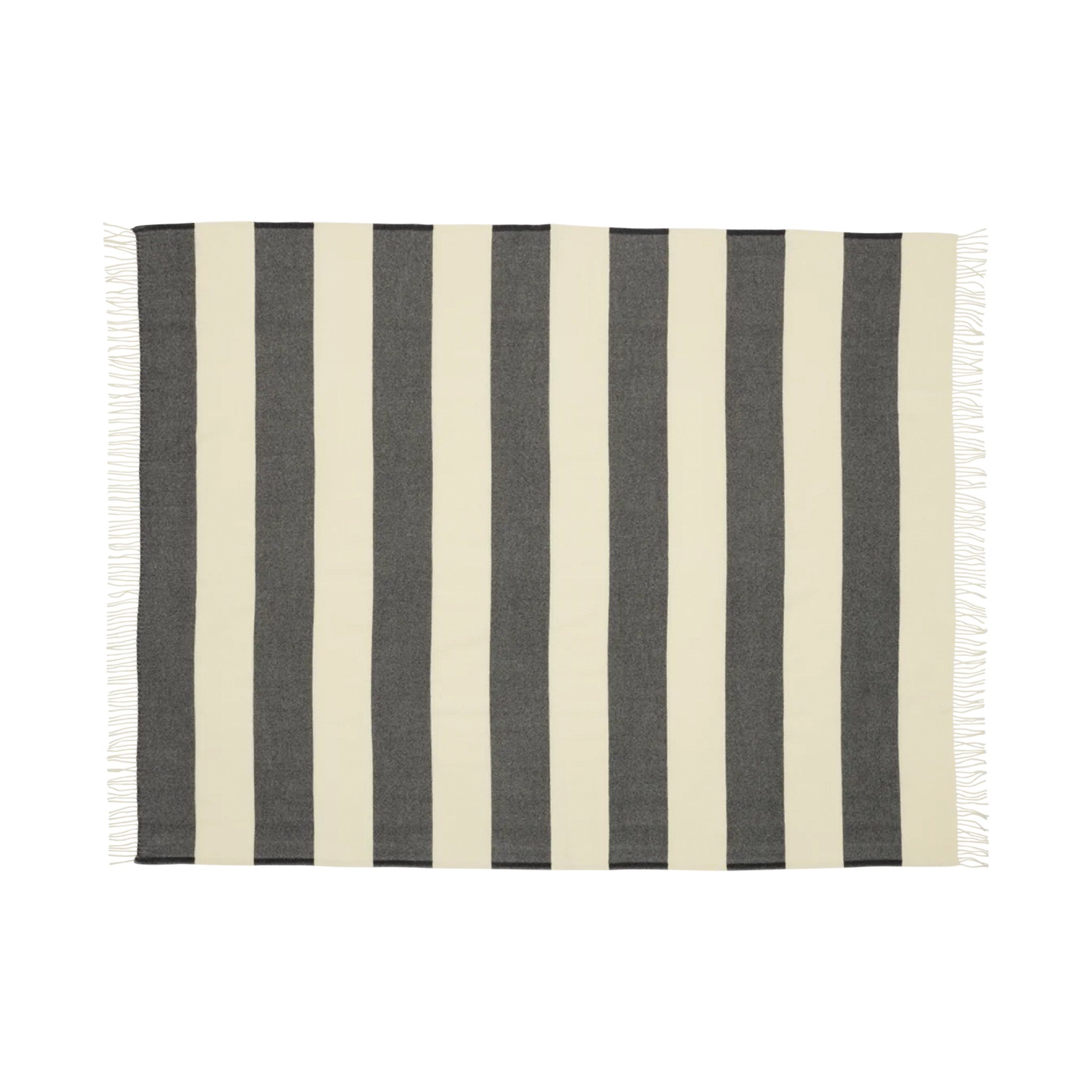 Silleben Sweater Throw in black 100% combed wool with tone-on-tone stripes.