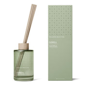 Skandinavisk Fjord 200ml scent diffuser in painted glass bottle with wooden ring and reeds.