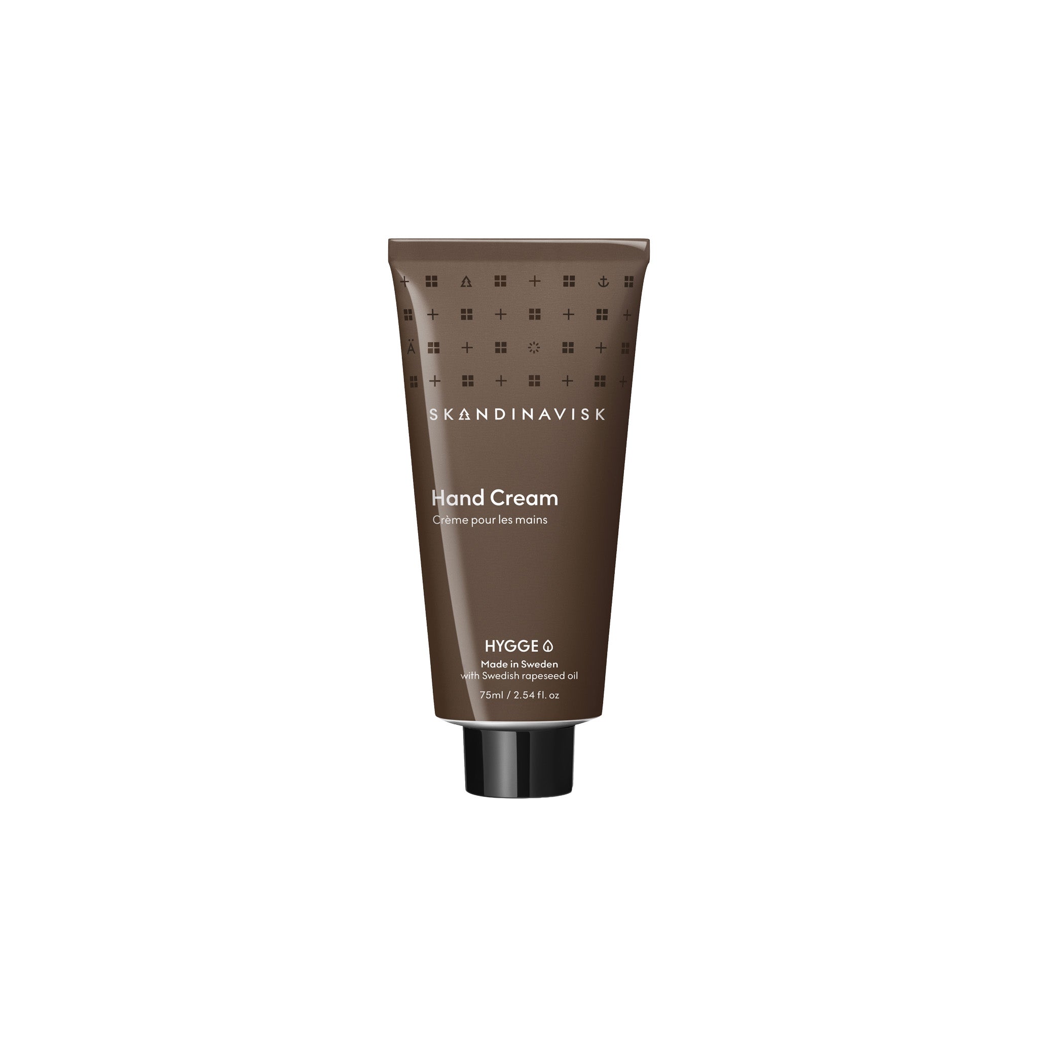 Skandinavisk HYGGE Hand Cream 75 ml with black tea, mint leaves, dried apple, and cinnamon fragrance.