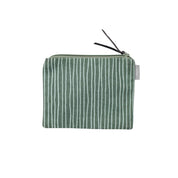 Spira of Sweden Stripe Purse in Asphalt with hand-printed green stripes, zipper closure and faux leather pull tab.