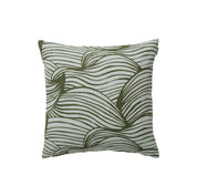 Wave Cushion Cover by Spira of Sweden, cotton pillow cover with Nordic wave print inspired by ocean tides, double-sided in blue or grey, 20" × 20".