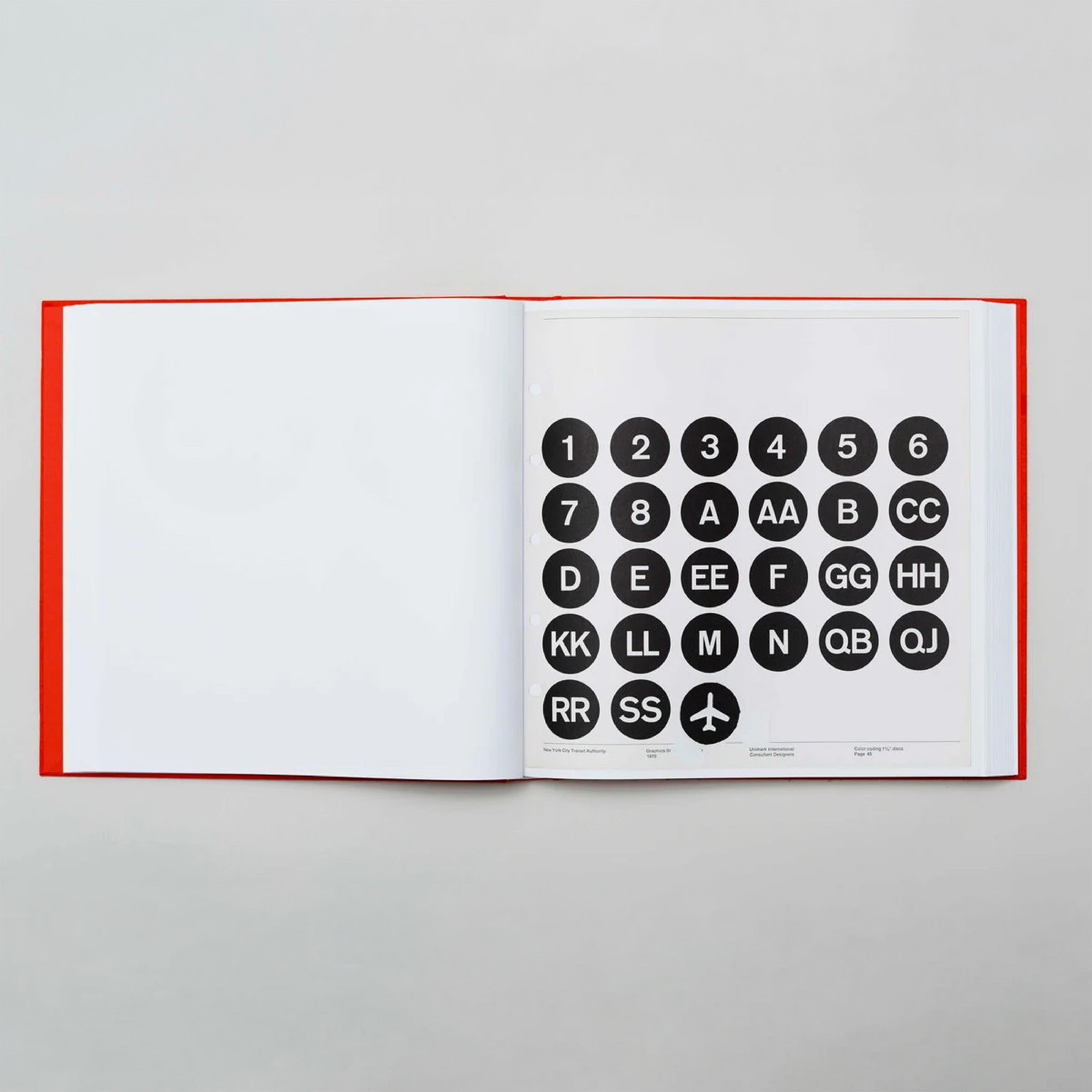 NYCTA Graphics Standards Manual featuring Massimo Vignelli and Bob Noorda’s iconic New York City subway graphic design system.