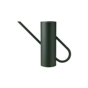 Stelton Bloom Watering Can in matte dark green powder-coated stainless steel with long slender spout and seamless handle design.