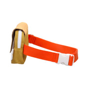 Sticky Lemon Envelope Fanny Pack in colorful color-blocked recycled fabric with adjustable strap, waterproof lining, and zippered compartment.