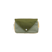 Sticky Lemon Envelope Fanny Pack in colorful color-blocked recycled fabric with adjustable strap, waterproof lining, and zippered compartment.