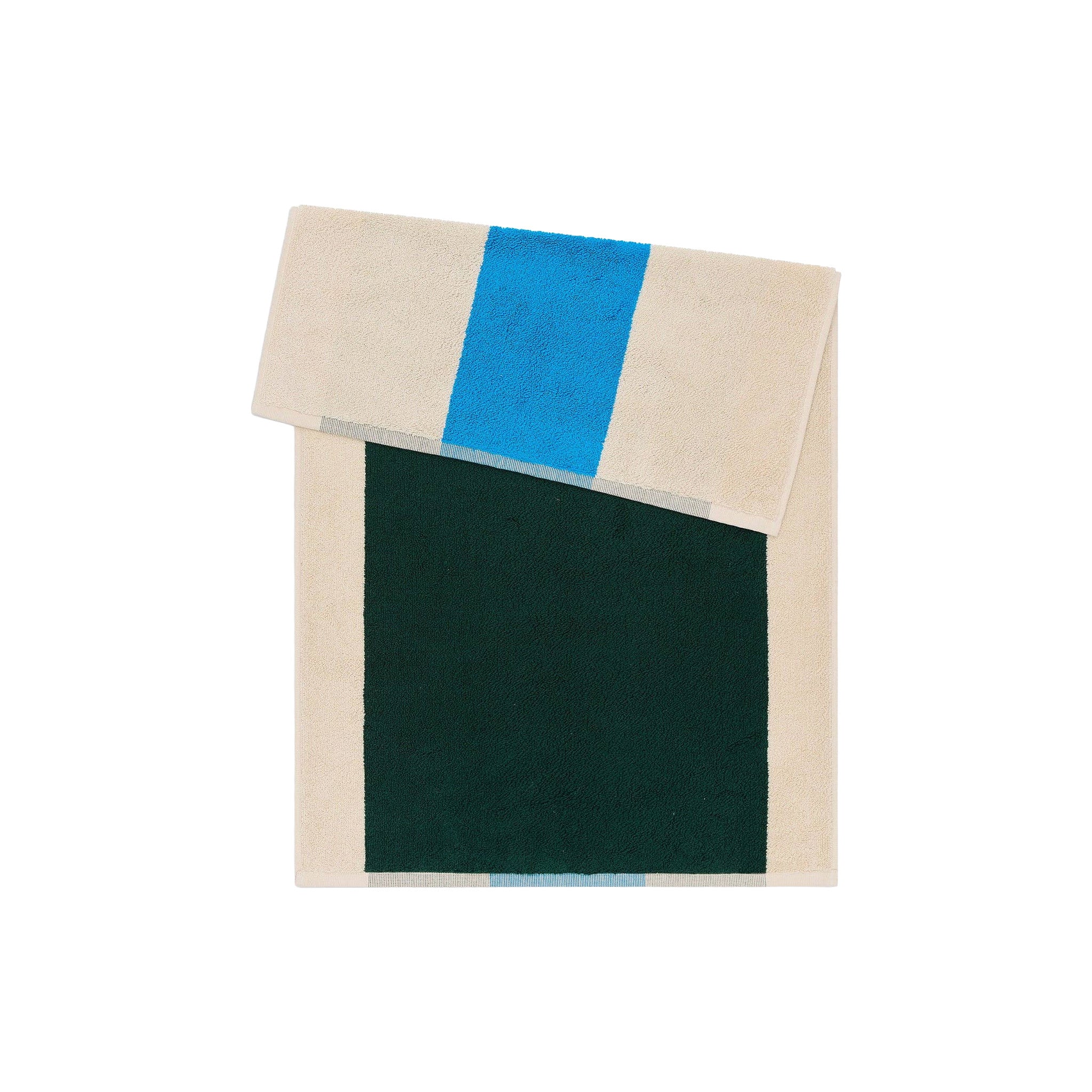 Aqua Dark Green Bath Mat by SUITE702 in aqua, dark green and cream with a reversible graphic design.