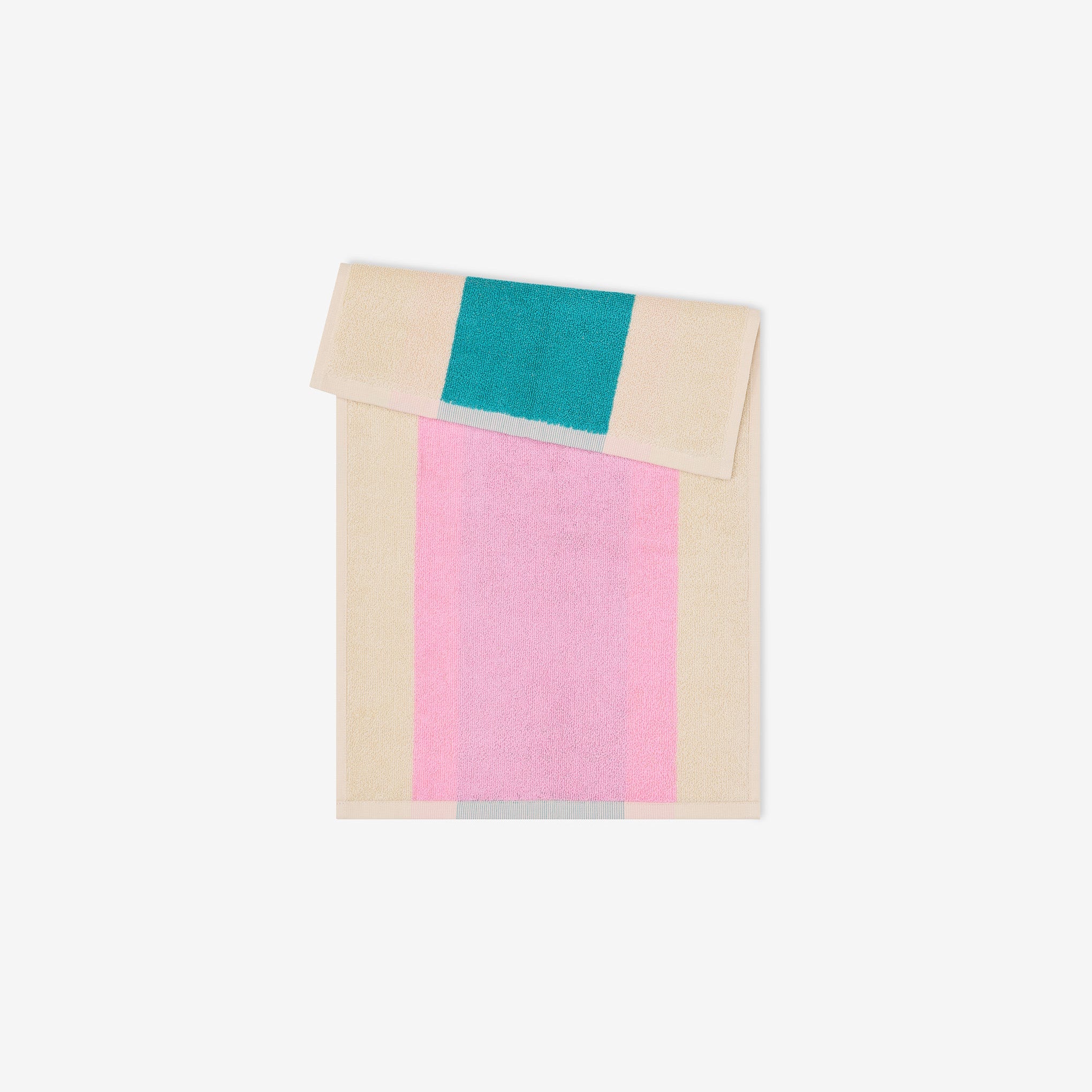 Turquoise Purple Toffee Guest Towel Set by SUITE702 with three reversible colorful guest towels.