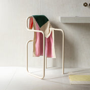Pink Dark Green Bath Towel by SUITE702 with graphic pink and dark green color-block design.
