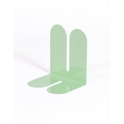 Tortuga Forma Large Bookend in cactus green solid steel, oversized arc design for supporting art books, cookbooks, or vinyl.