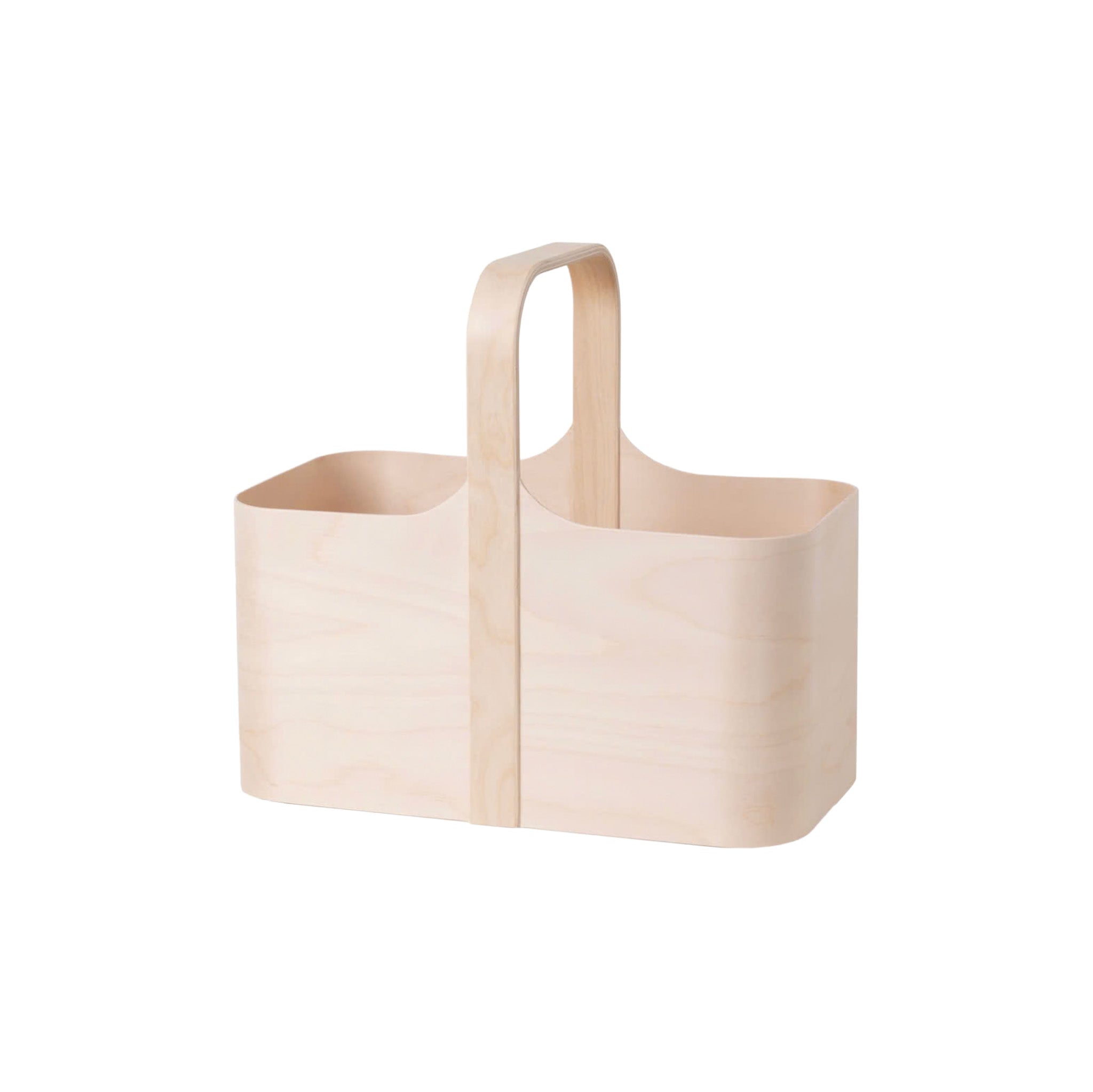 Verso Design Koppa basket made from bent birchwood with minimalist Scandinavian styling for modern home storage.