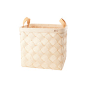 Verso Design Lastu Large Birch Basket in FSC-certified birch with leather handles, oversized and sustainably made in Finland for eco-friendly storage.