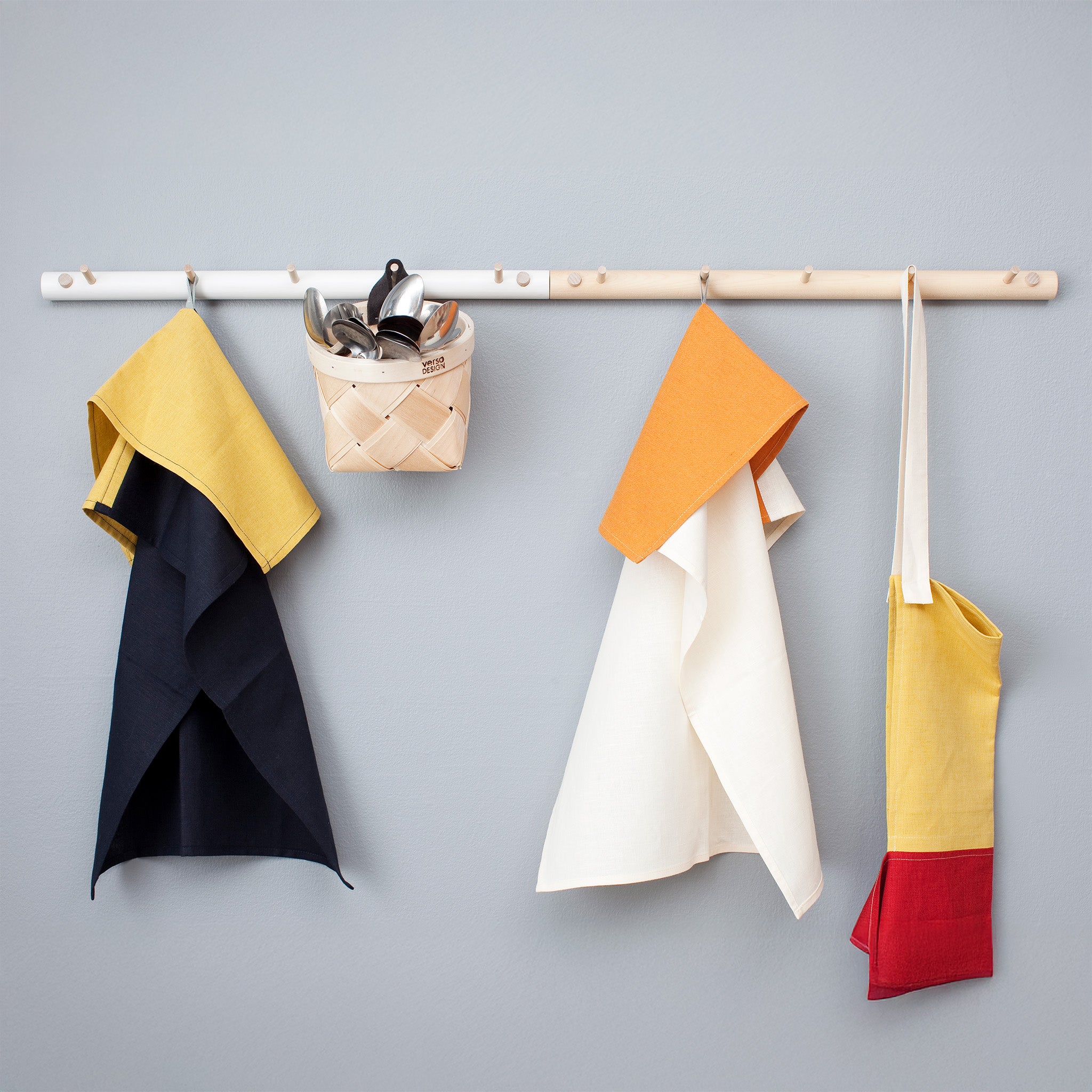 Verso Design OKSA Coat Rack in Birch wood, 50 cm wide, sustainably handcrafted in Finland with hidden screws and peg detail.