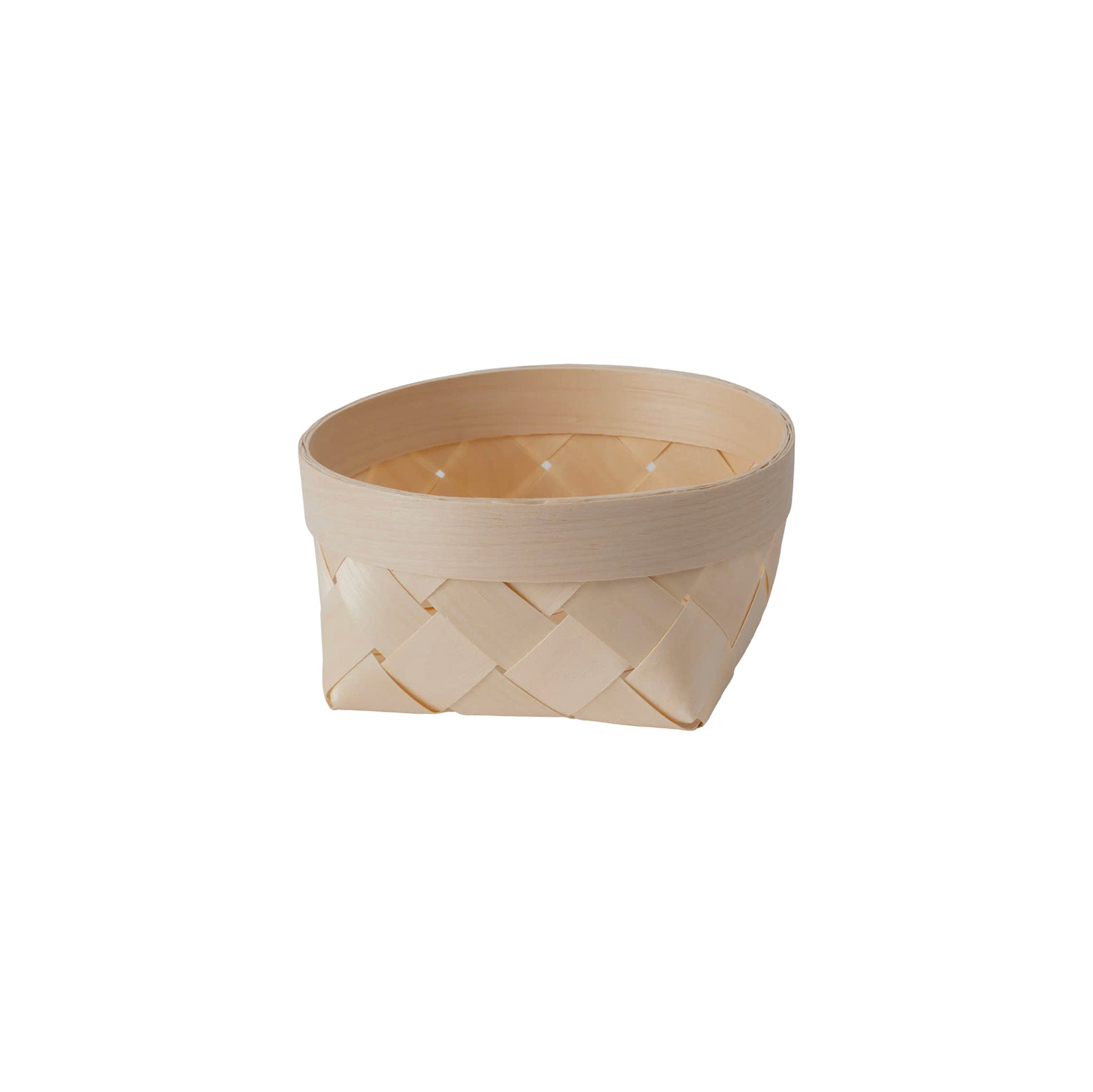 Verso Design Silva woven birch basket handcrafted in Finland for Scandinavian tabletop and home storage.