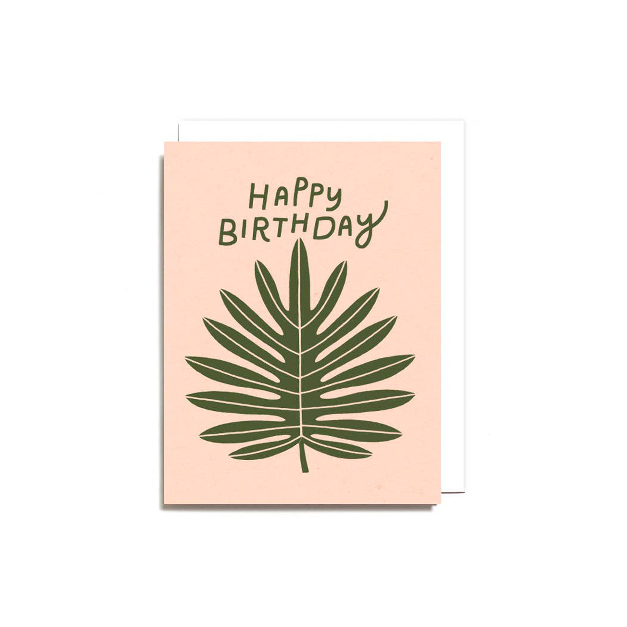 Worthwhile Paper Birthday Leaf Card with fresh leaf design. Handmade eco-friendly card, A2 size, blank inside, includes recycled paper envelope.