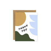 Worthwhile Paper Thank You Shapes & Colors Card with abstract yellow, pale blue, and green geometric shapes and black “Thank You” lettering.
