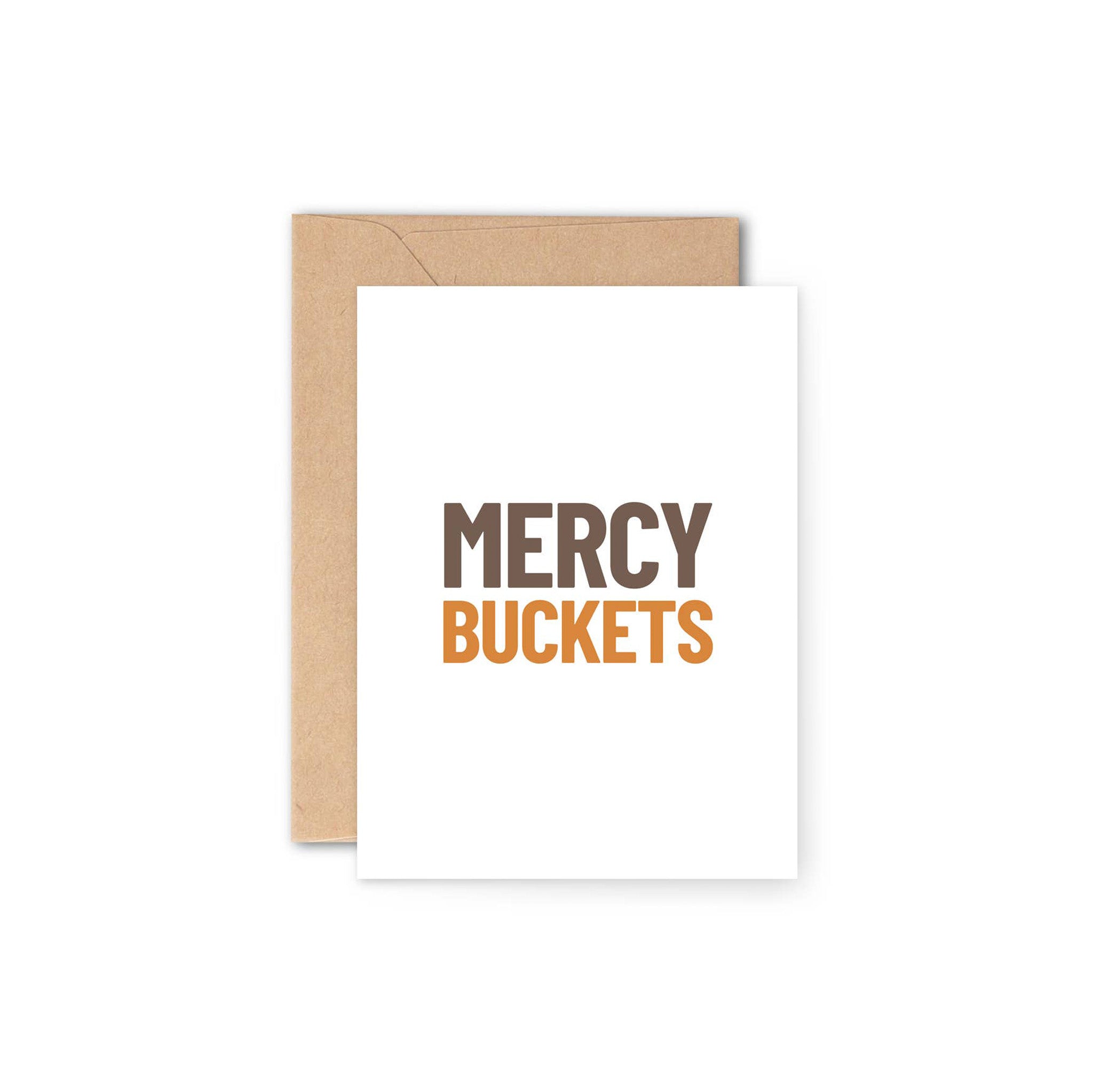 Y Studio Buckets, Thank You Greeting Card with bold playful typography. Eco-friendly UK-made card, blank inside, 120 × 170mm, Kraft envelope included.